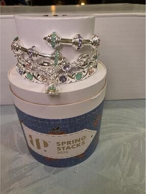 Bomb Party Spring Stacks 2026 Silver Plated Bracelet Set with Lab Created Stones